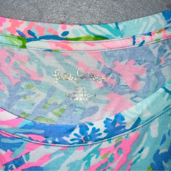 Lilly Pulitzer - women’s Finn Top Multi Fished long sleeve pink blue T-shirt XXL - Picture 3 of 5